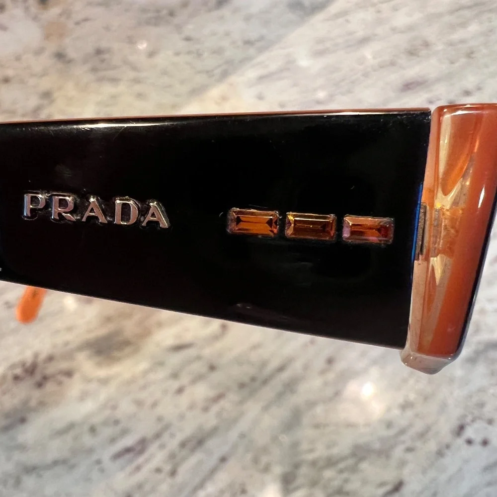 PRADA VPR10F 2BX-101 51mm Black Orange Eyeglasses Frames Italy - Picture 5 of 10